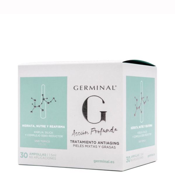 GERMINAL ACCION PROFUNDA TRATAMIENTO ANTIAGING PIELES MIXTAS Y GRASAS 30 AMPOLLAS X 1,5 ML