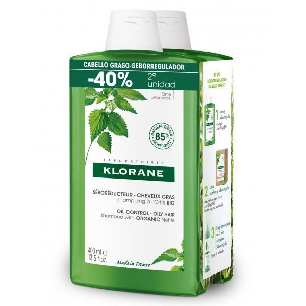 KLORANE PACK DUO CHAMPU ORTIGA 2X400 ML.