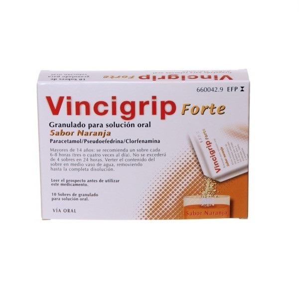 VINCIGRIP FORTE 10 SOBRES GRANULADO PARA SOLUCION ORAL (SABOR NARANJA)