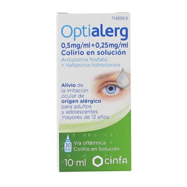 OPTIALERG 5 MG/ML + 0,25 MG/ML COLIRIO EN SOLUCION 1 FRASCO 10 ML